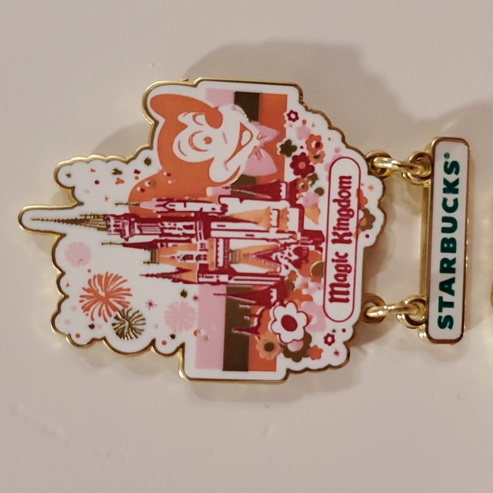 STARBUCK'S Disney Set of 4 WDW parks pins Epcot Magic Kingdom AK H'wood Studios - Picture 4 of 8